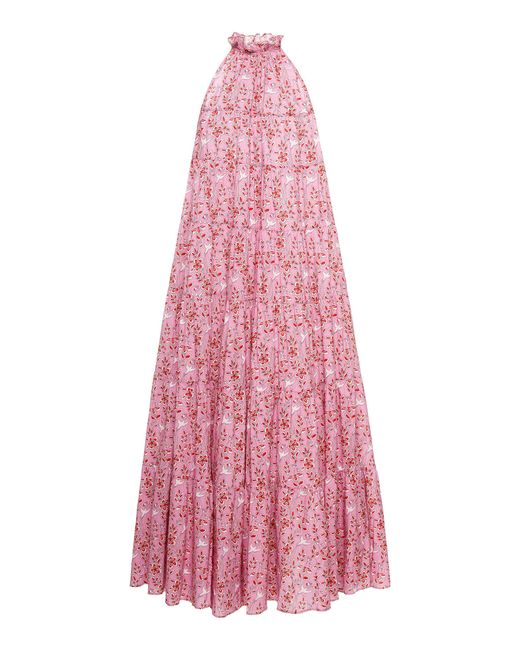 RHODE Pink Julia Floral-print Cotton Maxi Dress