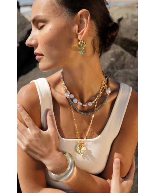 Lizzie Fortunato White Porto Covo Gold-plated Pearl Beaded Chain Necklace