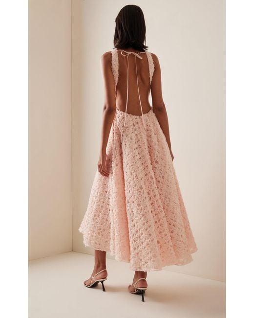 Aje. Pink Quintette Backless Crochet Midi Dress