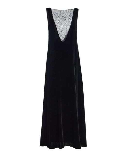 Sleeping with Jacques Black Exclusive Linda Lace-Inset Velvet Maxi Dress