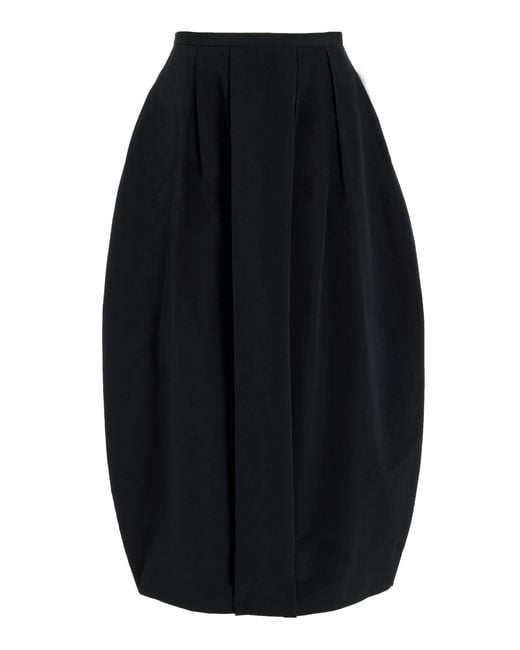 House of Dagmar Blue Curved Pleated Crepe Maxi Skirt