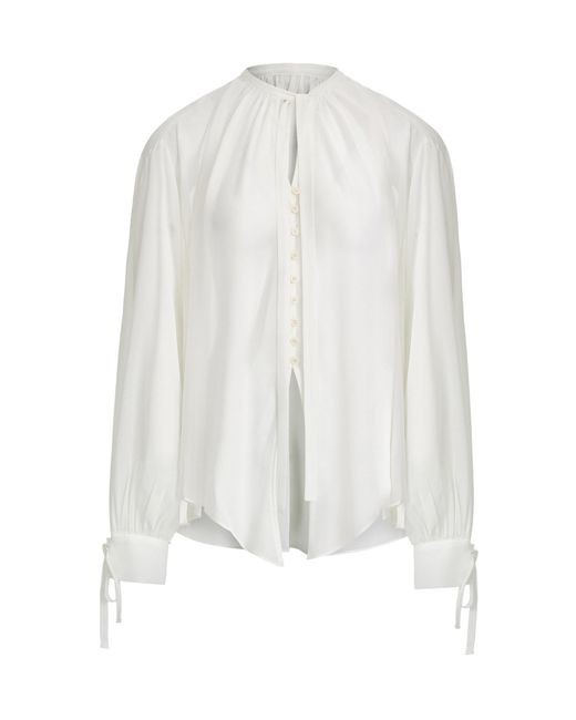 Source Unknown White Veylin Chiffon Tie Cuff Top