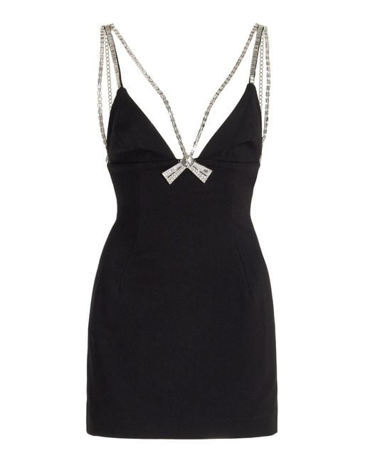 Area Deco Bow Jersey Mini Dress in Black | Lyst