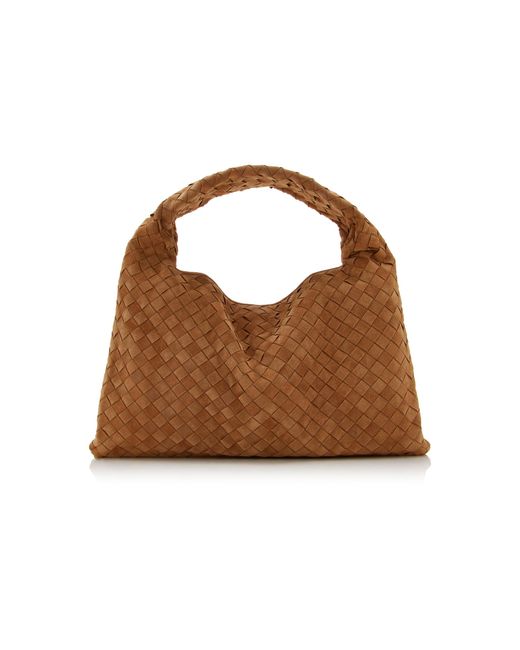 Bottega Veneta Brown Small Hop Intrecciato Suede Bag