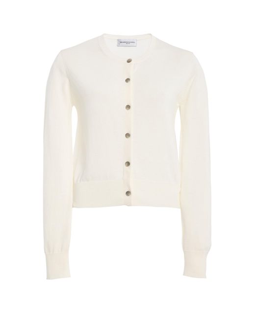 Brandon Maxwell White The Aubery Featherweight Silk-Cotton Cardigan