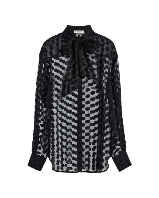 Frankie Shop Black Peri Polka Dot Sheer Tie-Neck Shirt