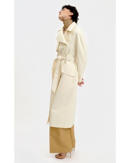 Martin Grant Wool Trench Coat in White | Lyst
