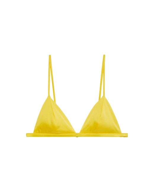 Fleur du Mal Yellow Luxe Stretch-Silk Triangle Bra