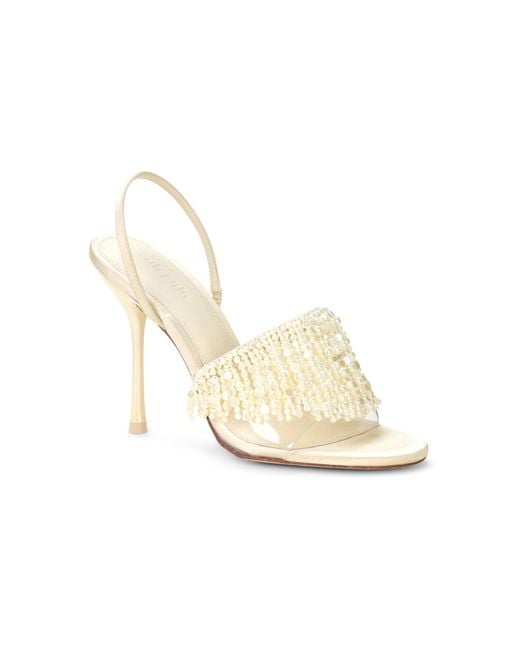 Cult Gaia White Cassia Pearl-embellished Leather Sandals