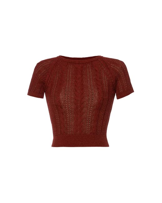 Lena Hoschek Red Lavinia Cotton-Blend Knitted Top