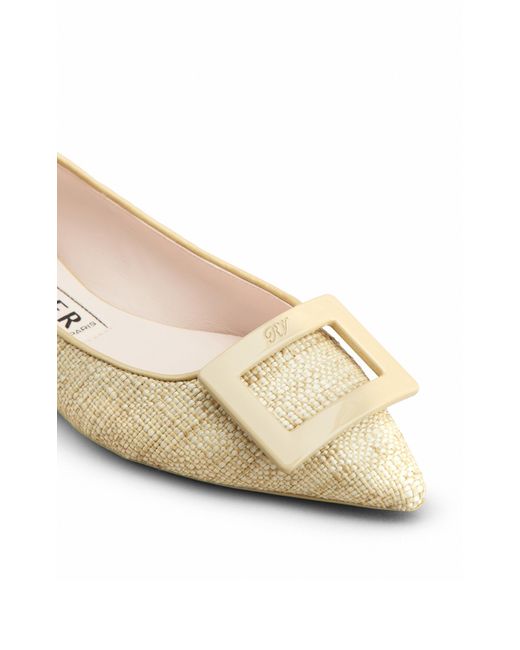 Roger Vivier Natural Gommettine Woven Piping Flats
