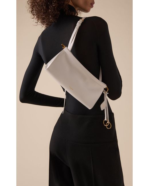 Alaïa White Le Click Small Leather E/W Shoulder Bag