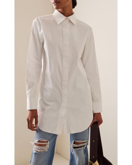 Brandon Maxwell White The Mira Split Back Cotton Shirt