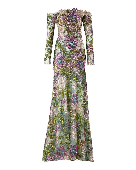 Silvia Tcherassi Green Rafaella Embellished Gown