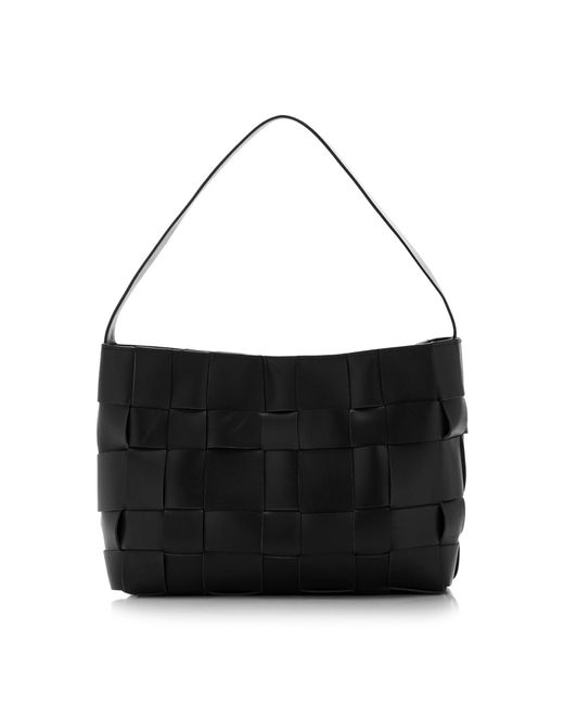 St. Agni Black Woven Leather Shoulder Bag