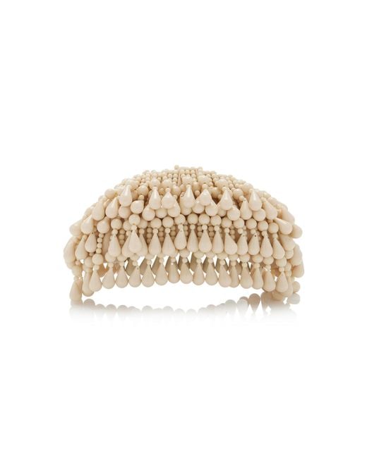 Cult Gaia Natural Jaala Nano Beaded Leather Clutch