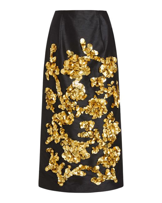 Markarian Black Mirage Sequined Midi Skirt