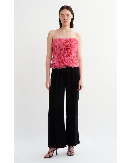 Aje. Pink Charmed Strapless Ruffled Bustier Top