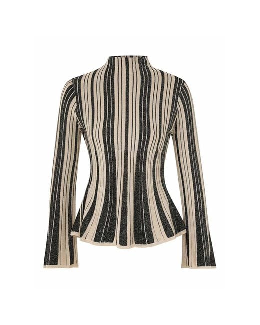 Zimmermann Black Illustration Metallic Knit Top