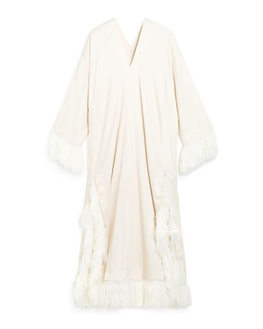By Malene Birger White Clarrie Feather-Trimmed Crepe Maxi Dress