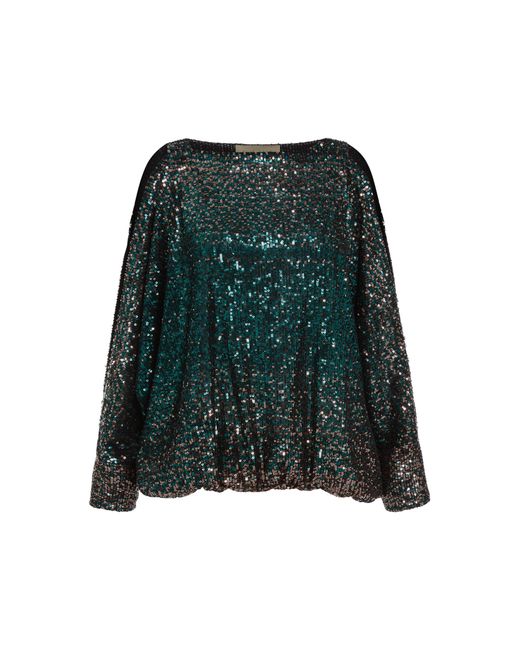 Elie Saab Green Sequin Cutout Blouse