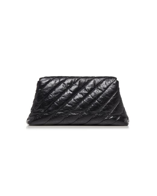 Balenciaga Black Crush Pochette Quilted Leather Clutch