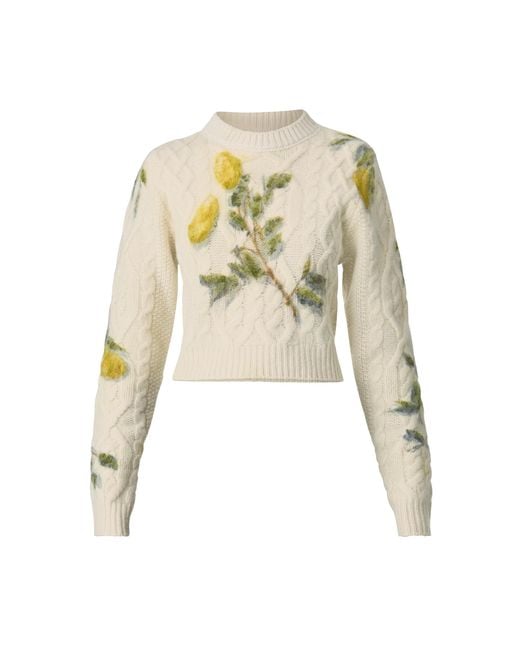 Monse Natural Lemon-Pring Cable-Knit Merino Wool Sweater