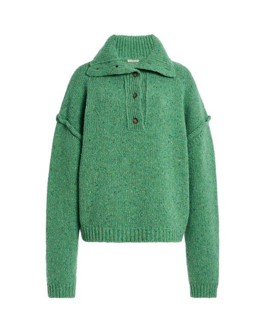 Kallmeyer Green Everett Funnelneck Donegal Wool Sweater