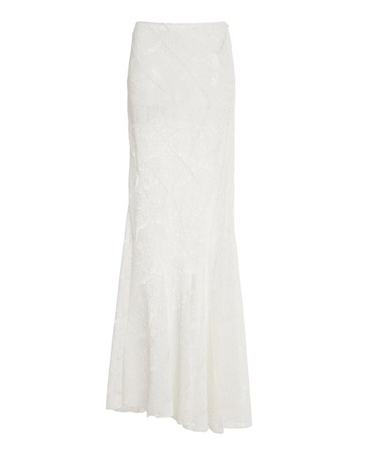 A.W.A.K.E. MODE White Lace Twisted Maxi Skirt