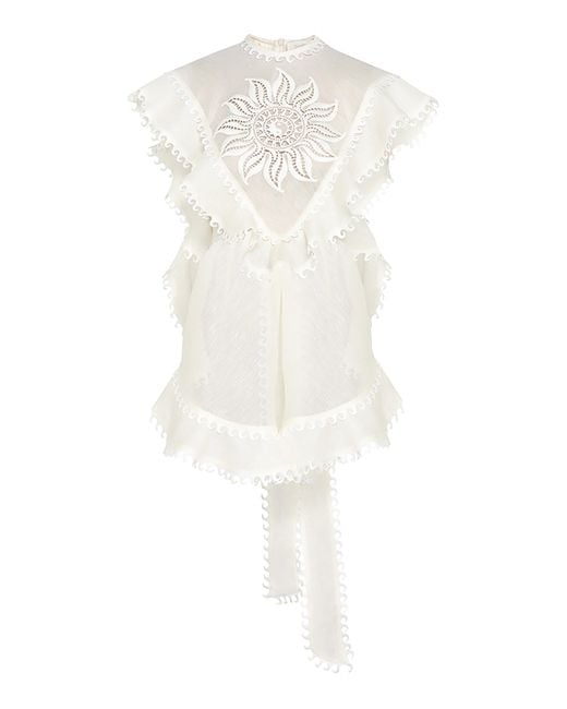 Zimmermann White Balance Waterfall Linen-Silk Top
