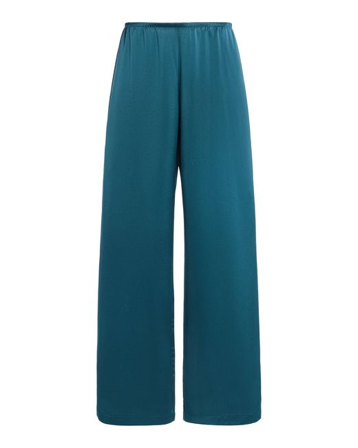 Leset Blue Barb Satin Wide-Leg Pants