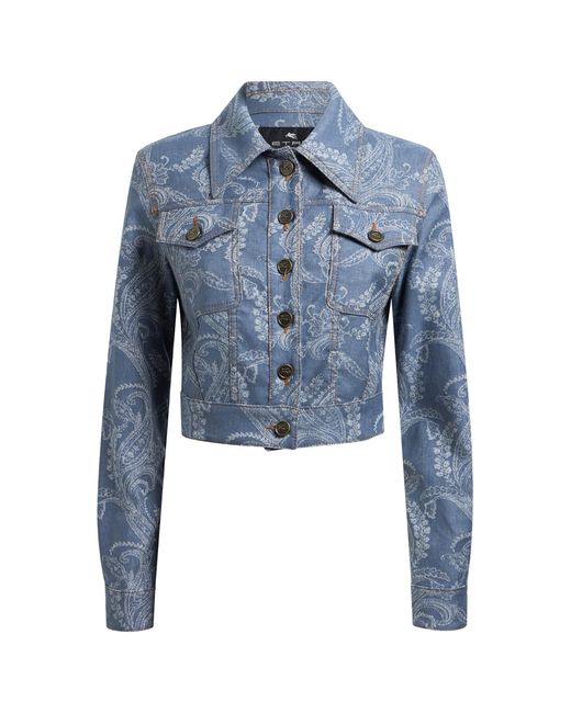 Etro Blue Patterned Denim Jacket