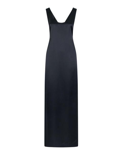 Heirlome Blue Delphine Silk Satin Maxi Dress