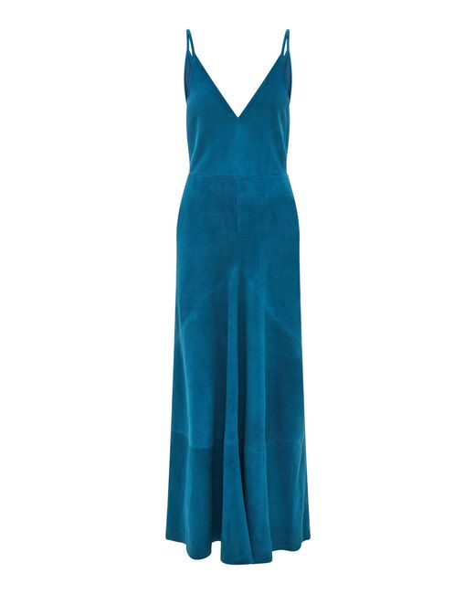 Gabriela Hearst Blue Brigita Suede Maxi Dress