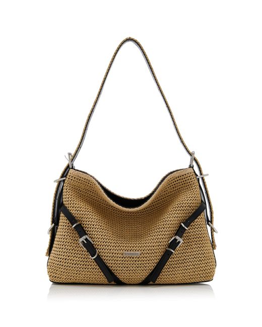 Givenchy Brown Medium Voyou Woven Raffia Hobo Bag