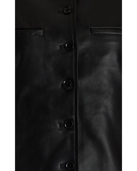 Loulou Studio Black Brize Cropped Leather Jacket