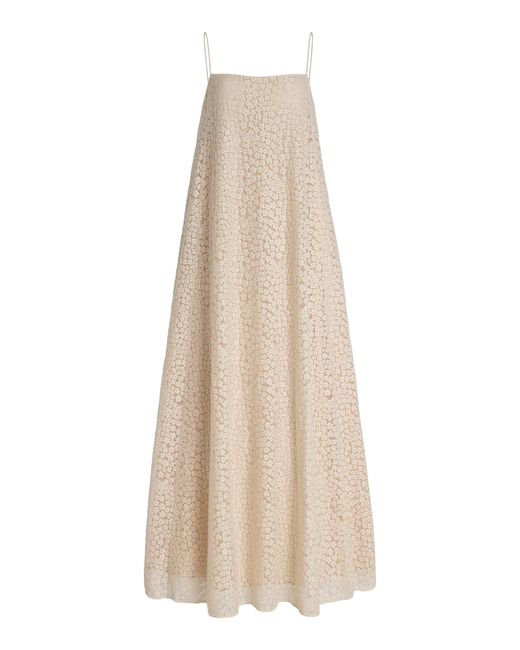 Staud Natural Delfina Crocheted Cotton-Blend Maxi Dress