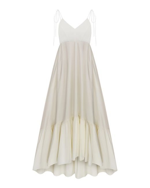 Anna October White Snow Queen Tiered Cotton-blend Maxi Dress