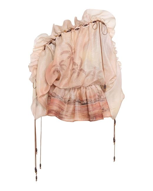 Zimmermann Illuminate Ruffle Mini Dress in Pink | Lyst