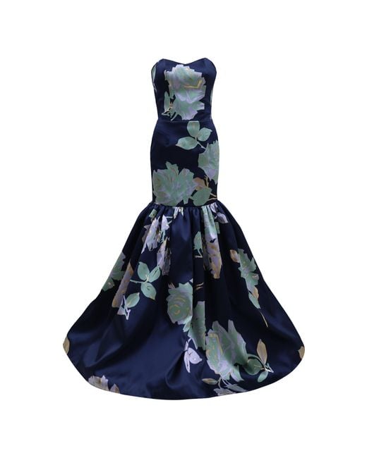 Francesca Miranda Blue Odette Silk-Blend Maxi Dress
