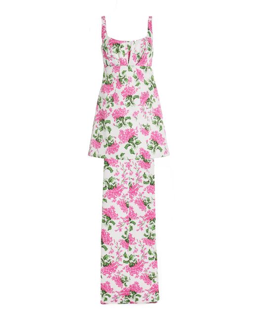 Emilia Wickstead White Motsi Pink Floral Dress