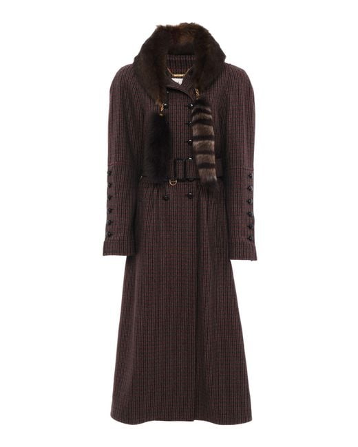 Chloé Brown Wool Houndstooth Riding Coat