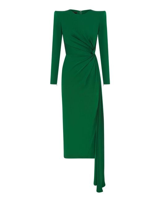 Alex Perry Green Twisted Satin-crepe Midi Dress