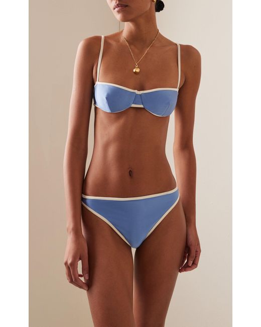 Juillet Blue Exclusive Edie Contrast-trimmed Bikini Bottom