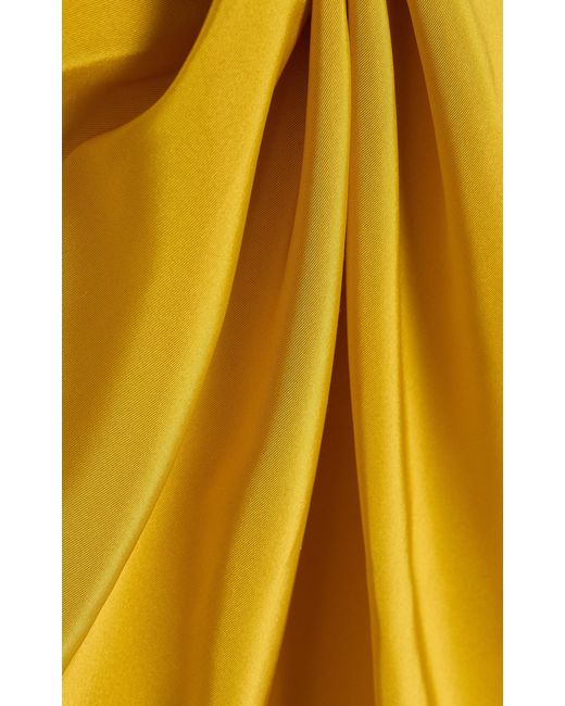 Oscar de la Renta Yellow Asymmetric Silk Faille Mini Dress