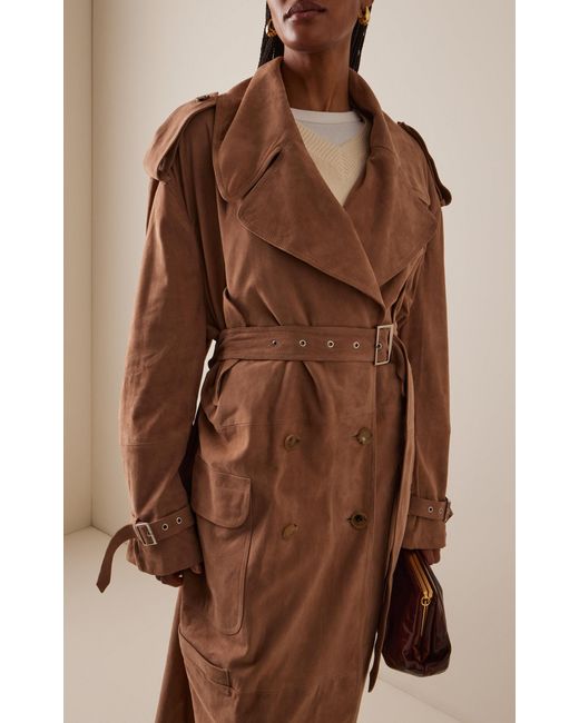 Niccolò Pasqualetti Brown Cavo Suede Trench Coat