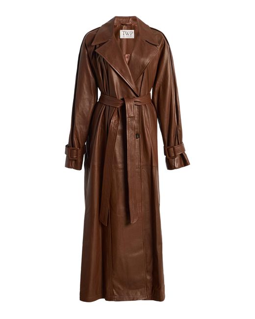 Twp Brown Unfinished Business Leather Trench Coat