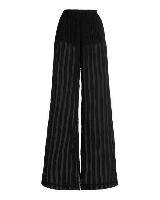 House of Dagmar Black Striped Sheer Wide-Leg Pants