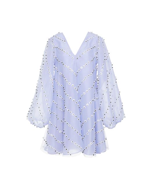 Ganni Blue Rosenfeld Embellished Tulle Mini Dress