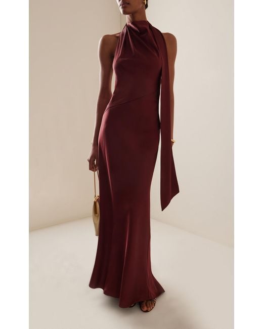 Significant Other Adriana Draped Satin Halter Gown in Red | Lyst Australia